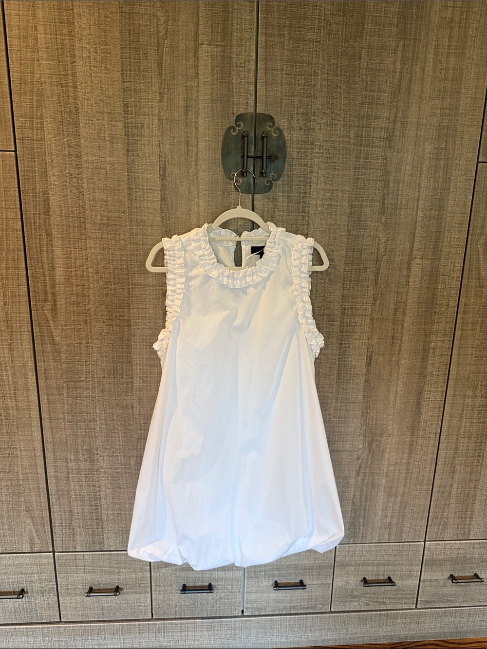Zara White Ruffle-Sleeve Bubble Dress